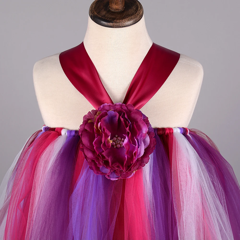 2T-8Y Shades Of Purple Tutu Dress Girl Flower Princess Baby Party For Birthday Photo Wedding Festival | Детская одежда и обувь