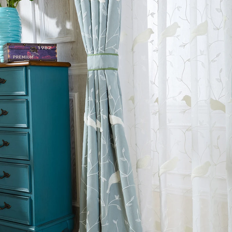 Занавеска с вышитой птицей 2*2 6 м 3d занавеска шерстяные жаккардовые занавески