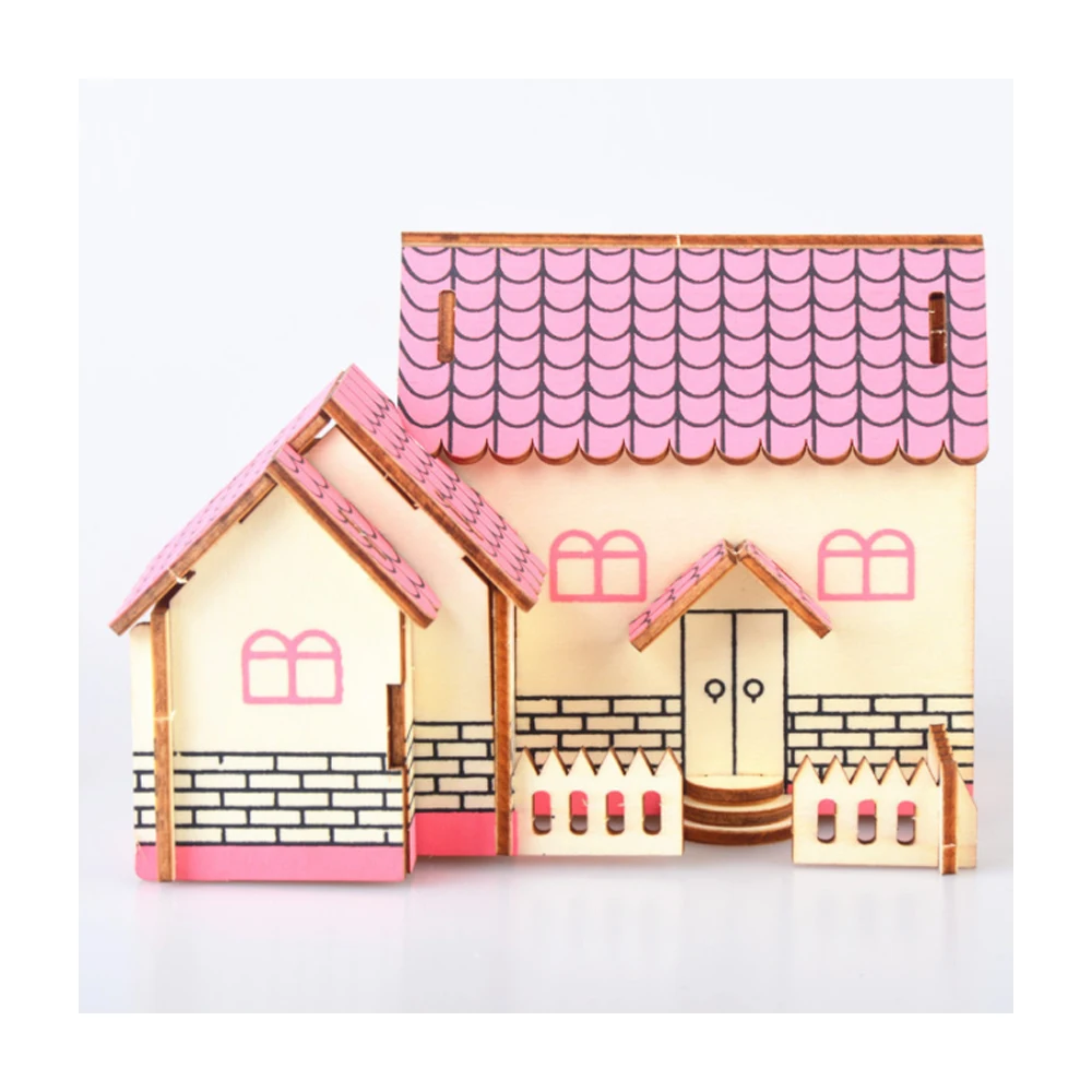 Обучающие игрушки сделай сам деревянные 3D пазлы фиолетового цвета для детей и