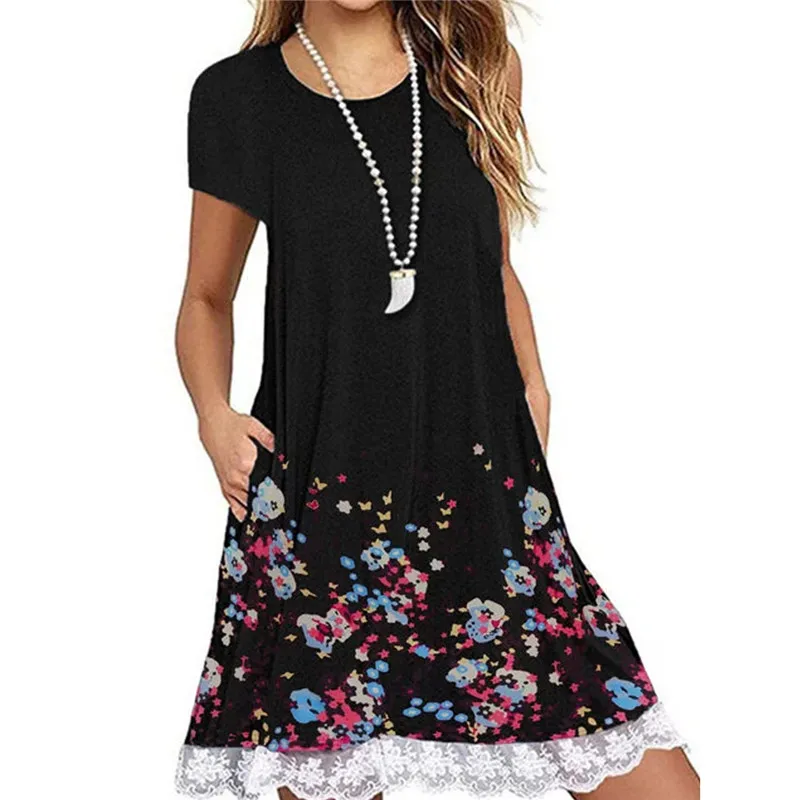 Женское кружевное платье с цветочным принтом ZOGAA повседневное свободное