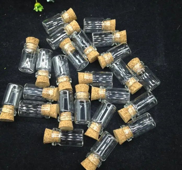 

300pcs 10x18mm diy Clear Empty glass Wishing Bottles Vial Hand-Blown Charm with cork Stopper Glass drift bottle Jars containers