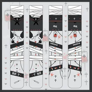 Чулки медсестры для косплея для женщин пикантные аниме узорные Мультяшные высокоэластичные Чулки Бархатные колготки аниме чулки