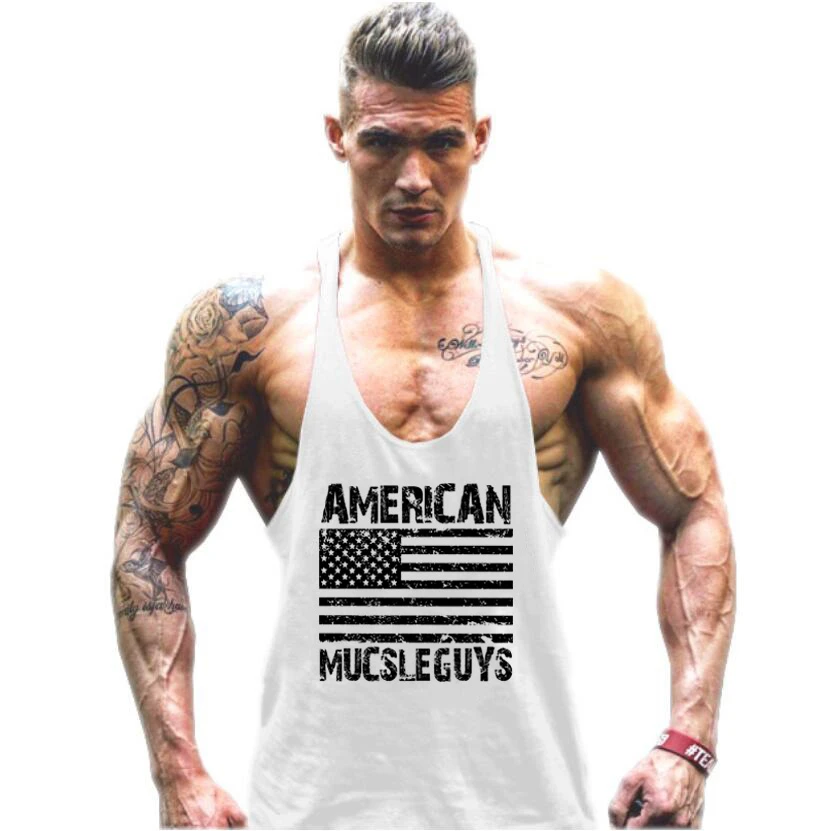 Мужские майки Muscleguys из Летний жилет без рукавов хлопка для занятий спортом