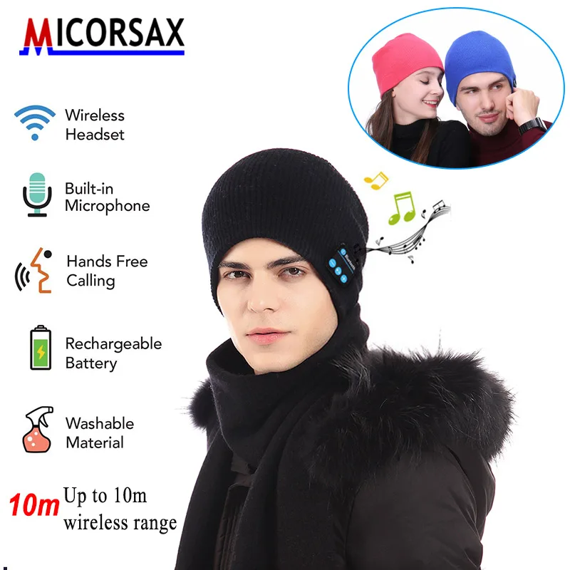 

MICORSA Winter Bluetooth Headset Knit Hats Bluetooth 4.0 Fashion Music Player Hat Wireless Headphone with Mic Beanie Hat Gif