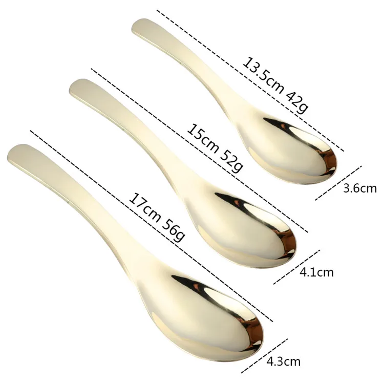 Light Gold-3 Pcs Набор ложек из нержавеющей стали, длинный суп-ложка, средний десерт, совок, маленькие ложки для чая и кофе, 3 размера, набор посуды, вечерние - Цвет: Light Gold-3 Pcs