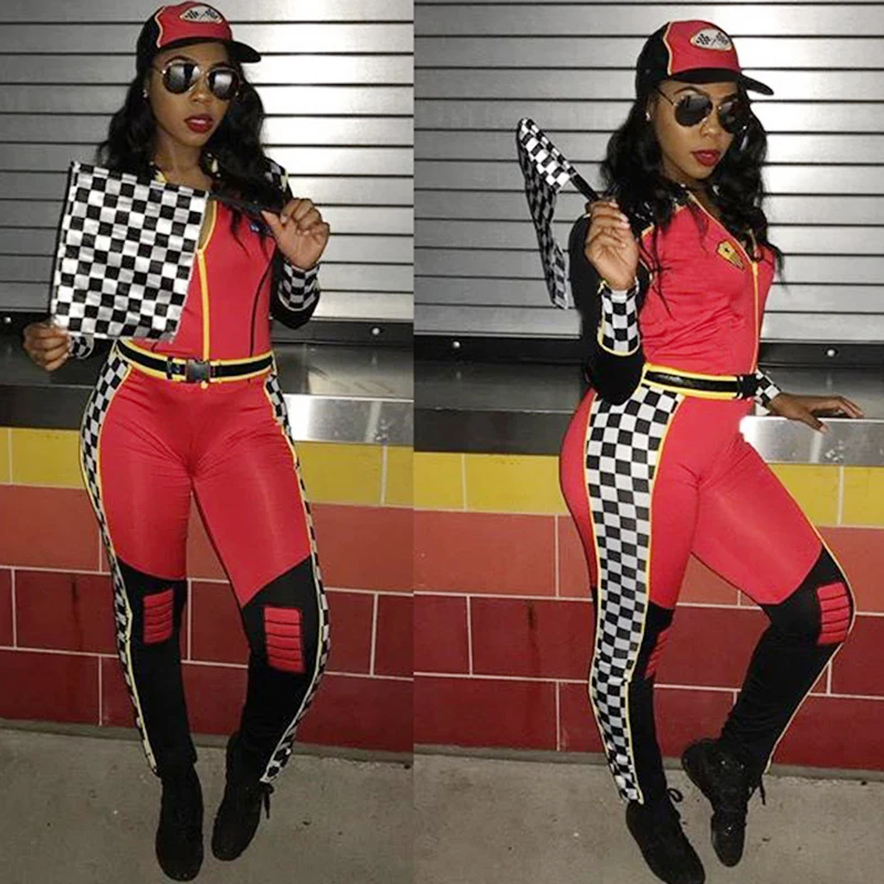 2018 комбинезон на молнии спереди в клетку с капюшоном женские Стрейчевые