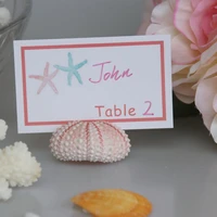 free shipping super lovely pink sea urchin place card hold for beach wedding natural shell conch reception table chic decor