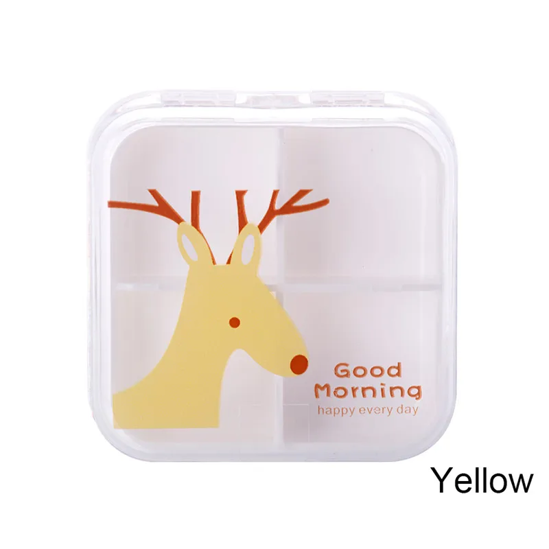 Yellow Fawn Прозрачный мини-органайзер для таблеток держатель 4 слота еженедельная емкость для лекарств Органайзер чехол для диеты контейнер для таблеток#289777 - Цвет: Yellow Fawn