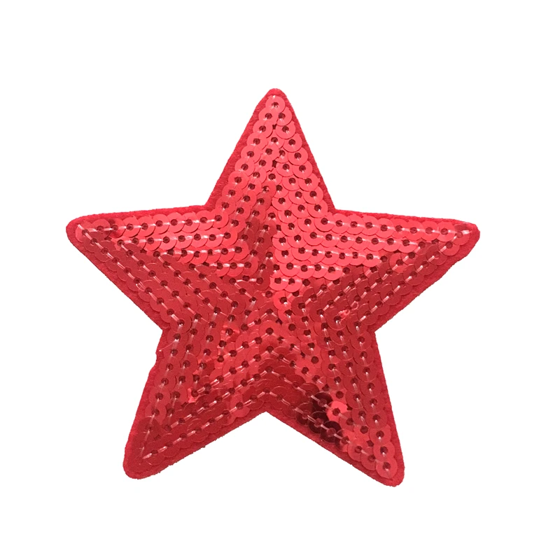 Red/Gold/Silver Star Sequined Iron on Patches for Clothes Handbags 9x8.5 cm Sequins Five-Star Embroidery Applique 10pcs/lot |