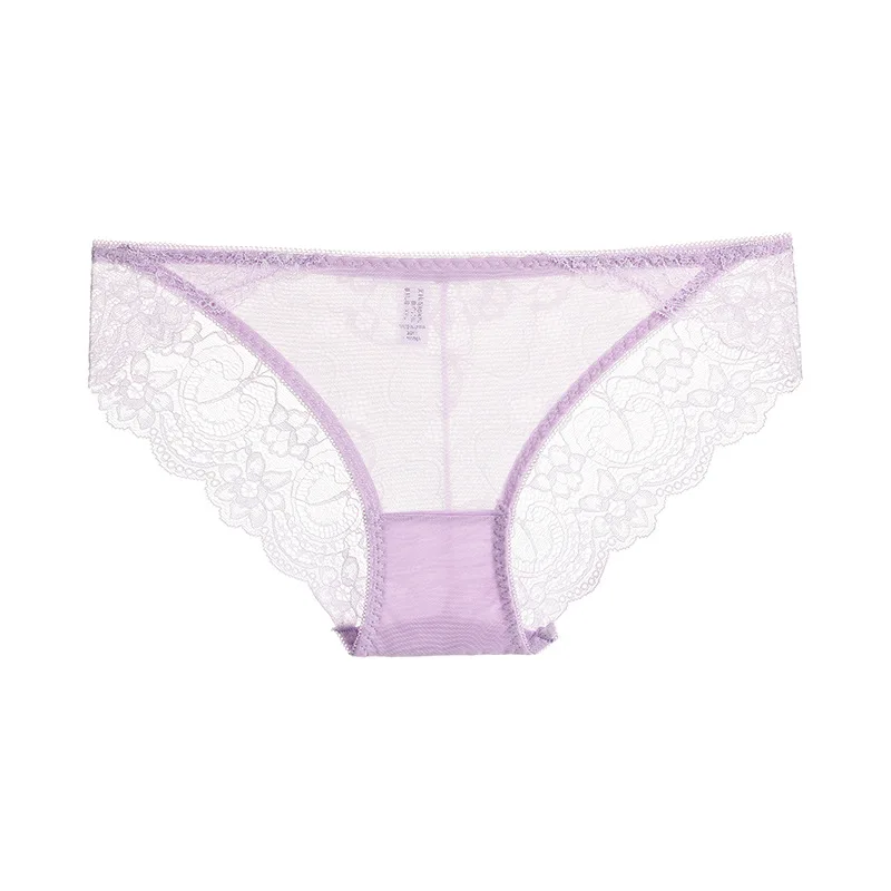 light purple Сексуальные кружевные трусики, нижнее белье для женщин, 1 шт., низкая посадка, высокое качество, 9 цветов, M-XL, женские трусики, женское нижнее белье, BANNIROU - Цвет: light purple