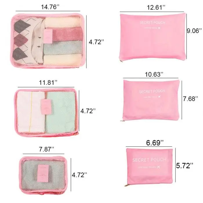 6 Pcs Clothes Storage Bags Packing Cube Traveling Home Clothing Organizer Set 669