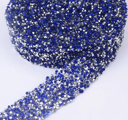 dark blue color Прозрачные стразы с серебряными кристаллами для свадьбы, ширина 3 см, нарядное свадебное платье с поясом, украшение для свадебного торта - Цвет: dark blue color