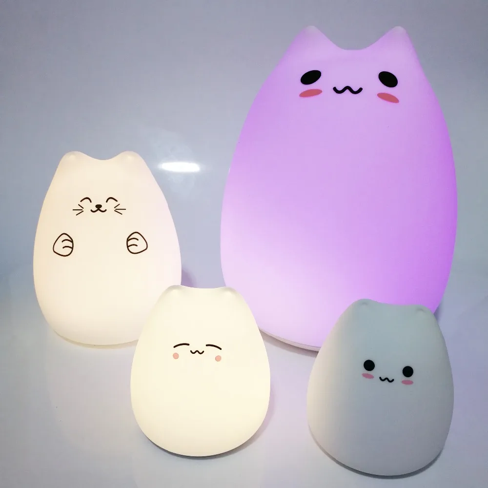 СВЕТОДИОДНЫЙ цветной ночник с изображением животного кота снеговика USB