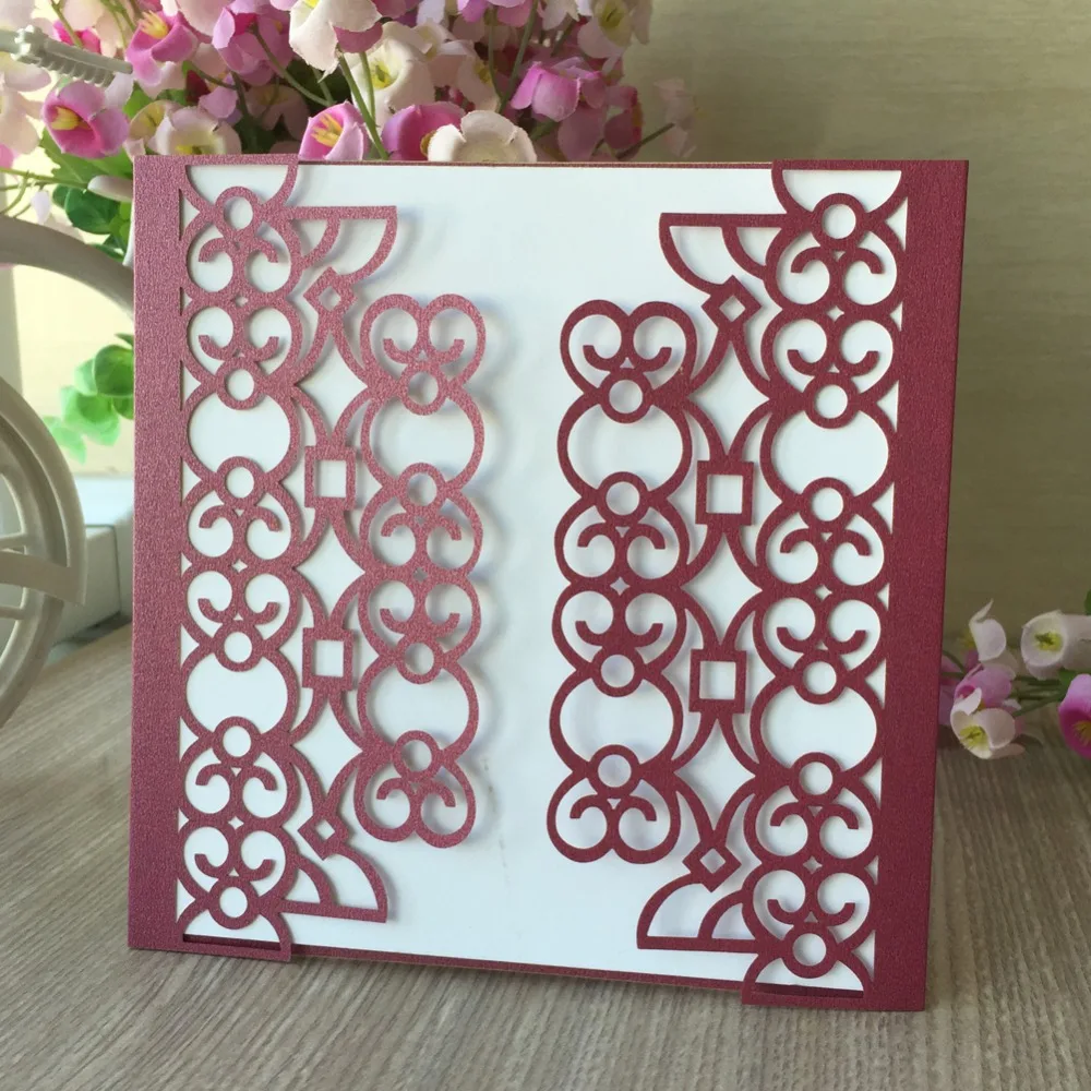 

25pcs Delicate Carved Pattern Customizable Invitation Card Event&Party Supplies Romantic Wedding Invitations Greeting Card