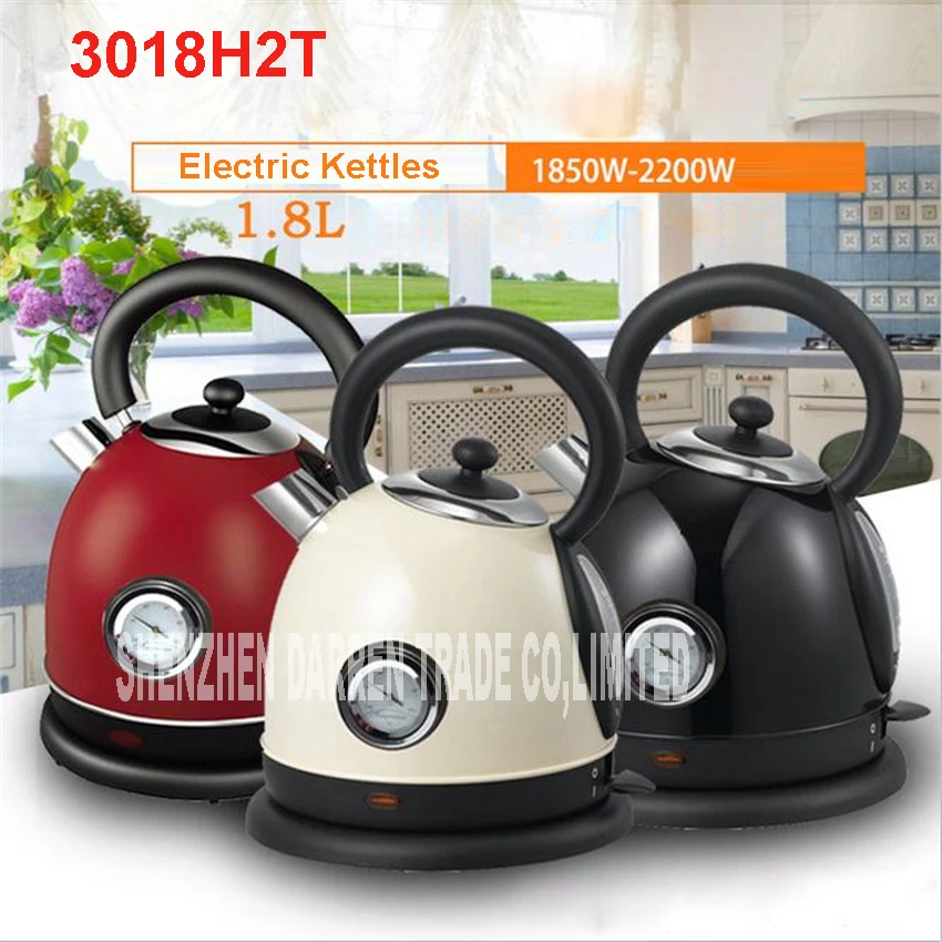 

1PC 304 Stainless Steel Household Electric Water Kettle 1850W 1.8L Safety Auto-Off 220V Heating Kettles with temperature control