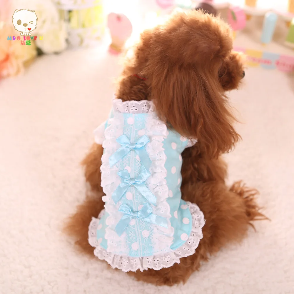 Puppy Lace Coat Soft Vest Pet Clothes For Small Dogs 100% Cotton Dog Clothing Sweet Shirt Dot | Дом и сад