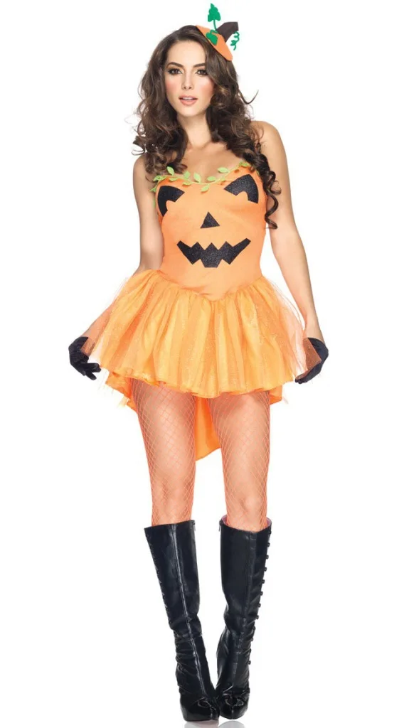 

Women Sexy Yellow Pumpkin Cosplay Costumes Halloween Cosplay Dress Headwear 2 Pcs Set Party Fairy Deguisement For Carnaval