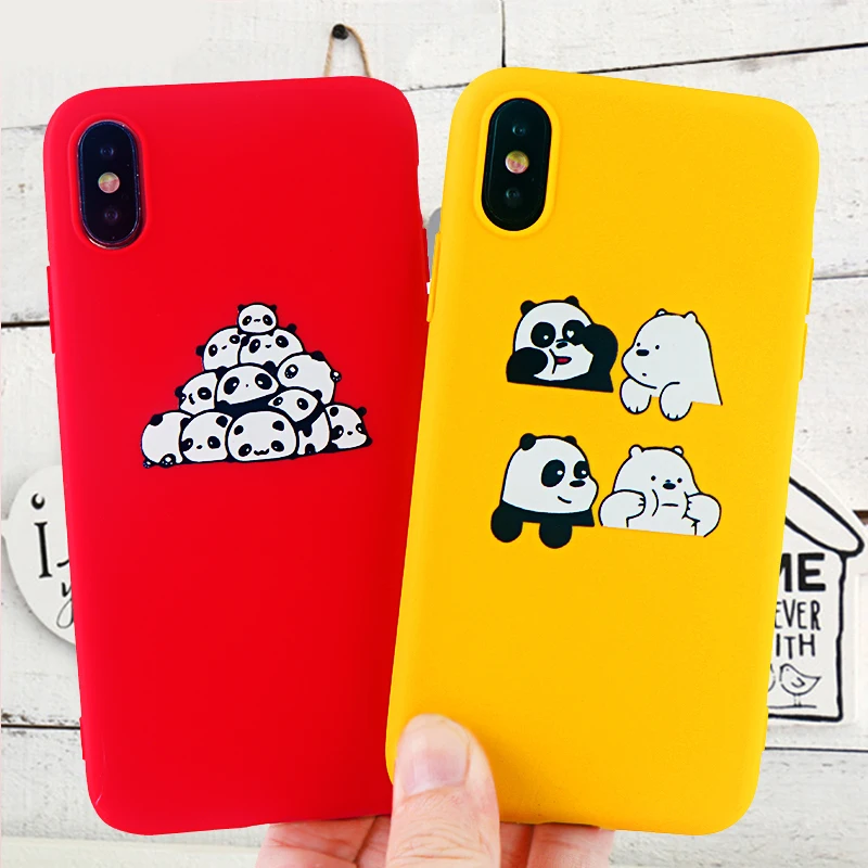 Милые чехлы для телефонов с пандой IPhone X XS MAX XR 8 7 6 s Plus модные мягкие силиконовые