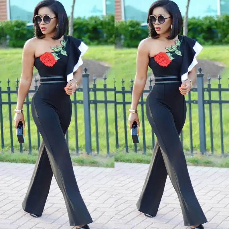 Модный сексуальный комбинезон Женская Клубная одежда с цветочной вышивкой