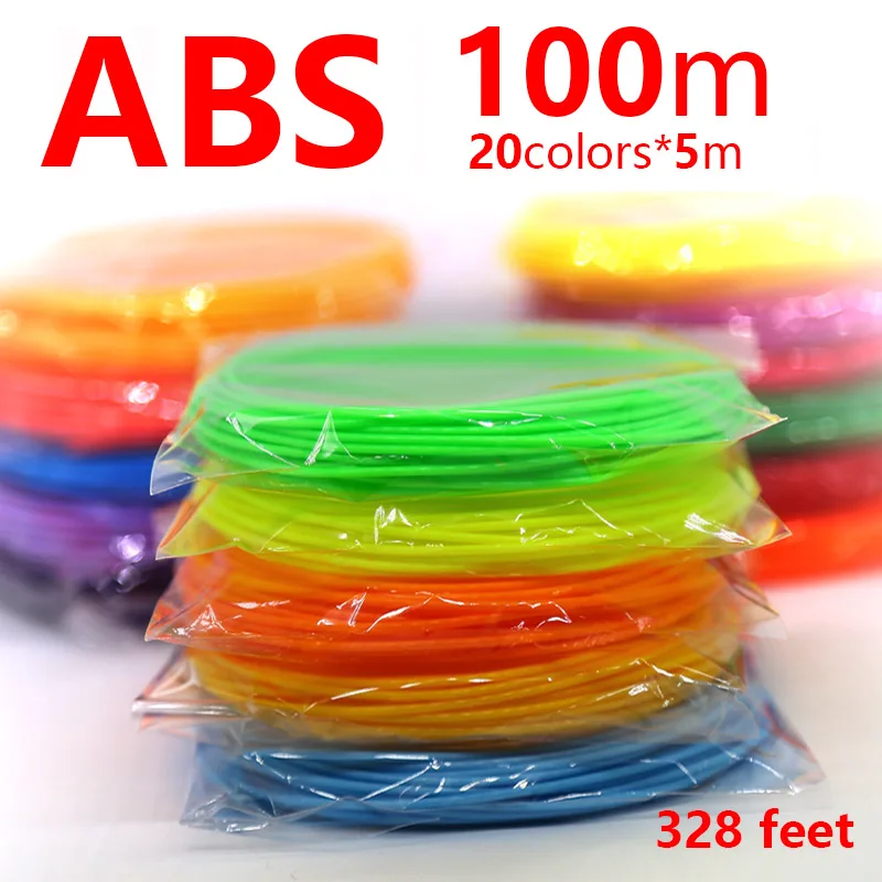 ABS100meter 20colors 3d Ручка для печати материал, 3D печатная нить ручки, 3D нить ручки, ABS, PLA безопасная нить, яркий цвет, диаметр 1,75 мм - Цвет: ABS100meter 20colors