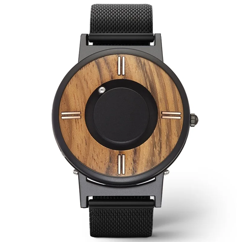 Balck Steel Strap EUTOUR, мужские часы, модные, с магнитным шариком, для шоу, часы, силиконовый ремешок, мужские часы, кварцевые наручные часы, reloj hombre - Цвет: Balck Steel Strap