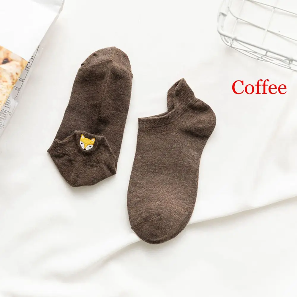 coffee Модные женские носки, новинка года, весенние носки до щиколотки, хлопковые носки для девочек, новинка, женские модные повседневные носки с милым мультяшным котом, женские носки - Цвет: coffee