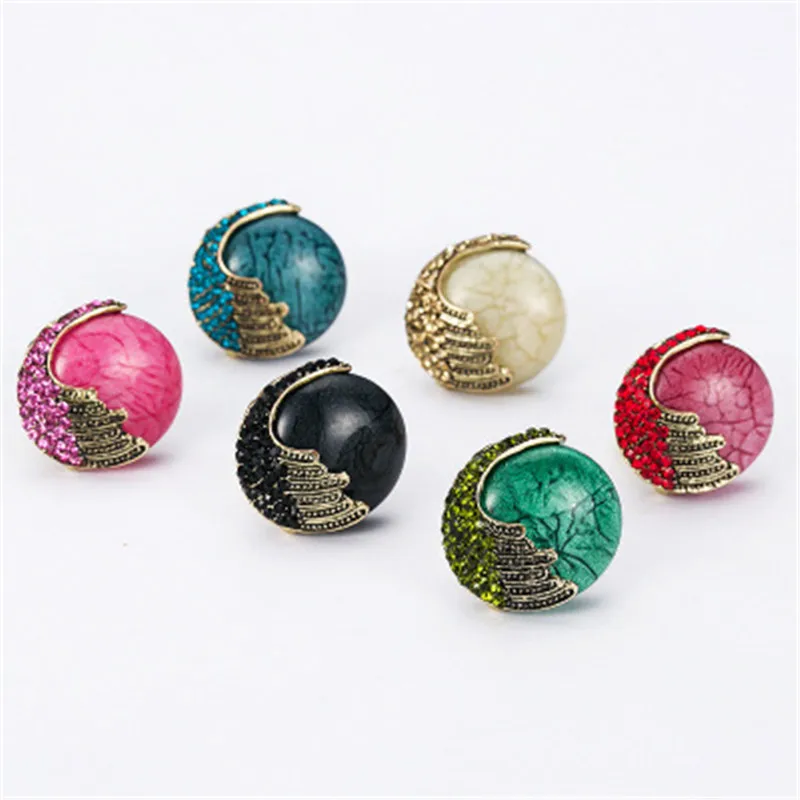 KUNIU чешские кольцо для женщин винтажные в этническом стиле золотыми стразами