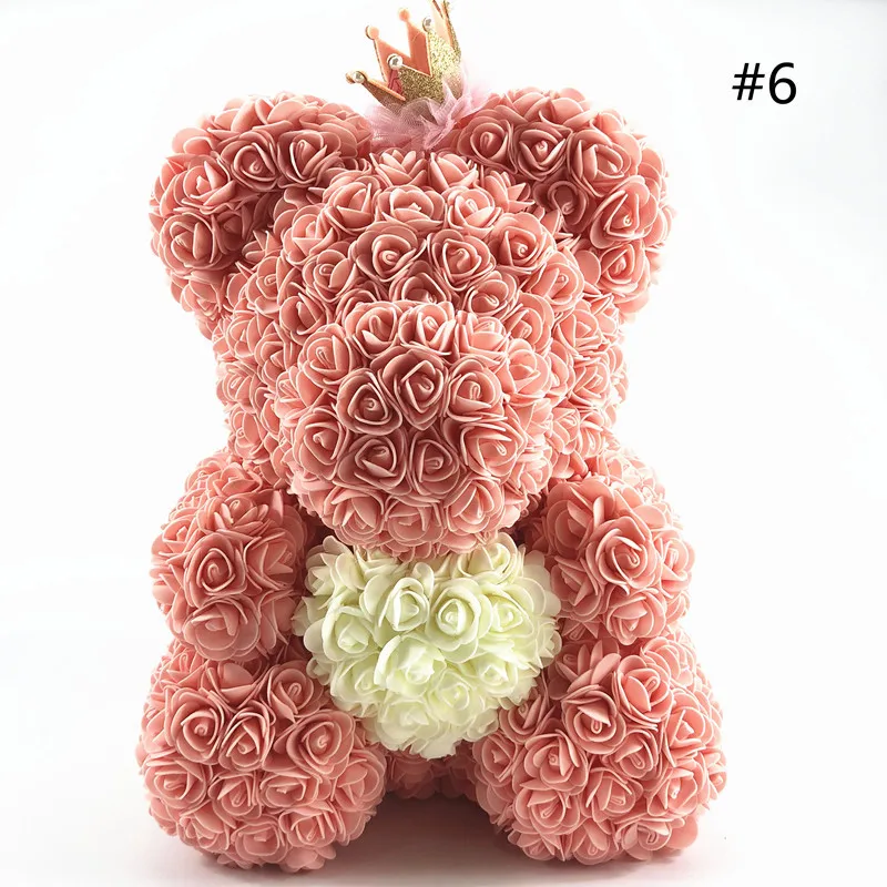 champagne pink PE Rose подарок ко Дню Святого Валентина медведь ручной работы искусственный цветок любовь медведь для подруги юбилей подарок на год - Цвет: champagne pink