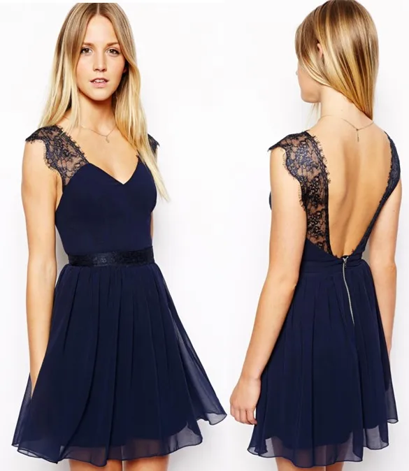 Sundress Female Blue Erotic Dress With An Open Back Cute Chiffon Sleeveless Vestido De Renda Ukraine Woman Short Jurkjes VN117