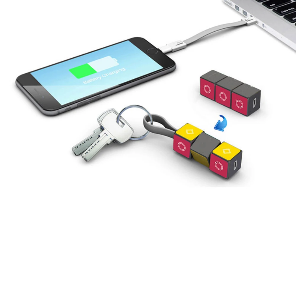 Волшебный световой куб Micro USB кабель для iPhone 11 Pro samsung Note 10 Android type C 3 в 1 брелок для передачи данных зарядный кабель адаптер