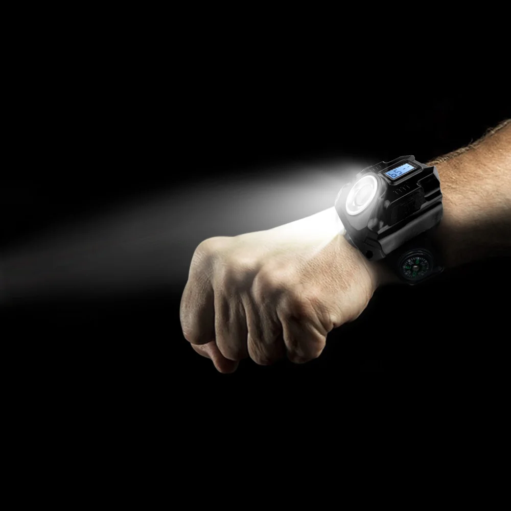 4 режима светодиодный фонарик часы перезаряжаемые водонепроницаемые наручные