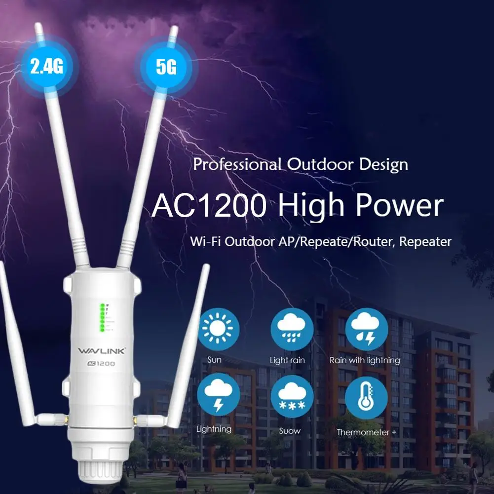 AC1200 двухдиапазонный Wi-Fi ретранслятор высокой мощности открытый устойчивый к
