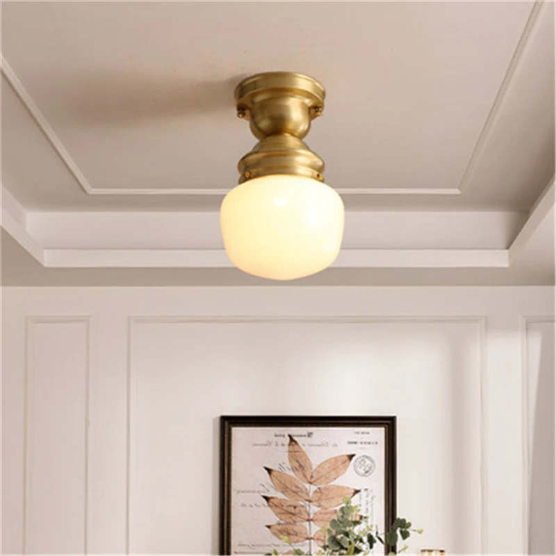 

Corridor Porch Lights American Ceiling Lamp Copper Simple Modern Aisle Foyer Lamp Home Balcony Lights