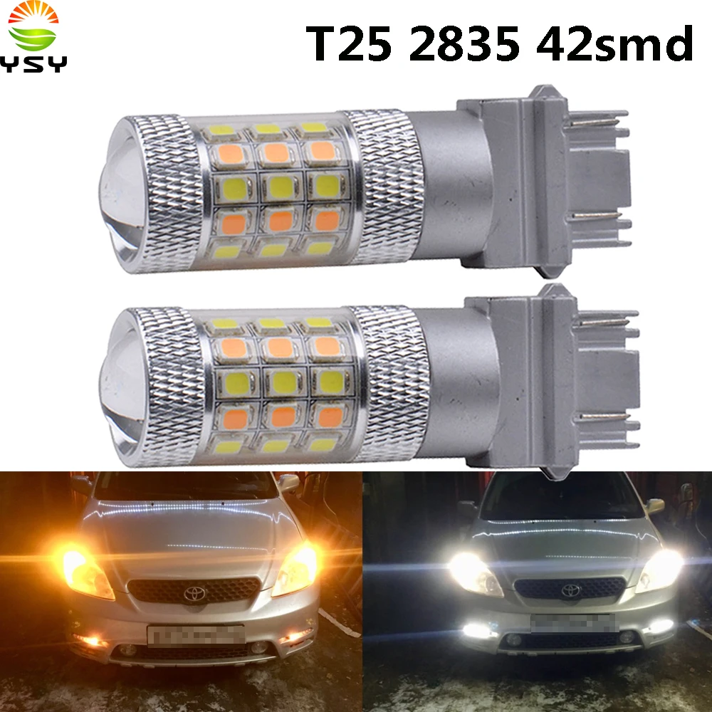 YSY 2 шт. светодиодный s лампочка T25 3157 7443 белый Янтарный авто DRL светильник двойной