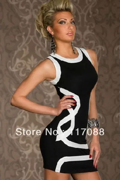 ML17846 элегантное черное платье без рукавов с отделкой одежда для дискотеки