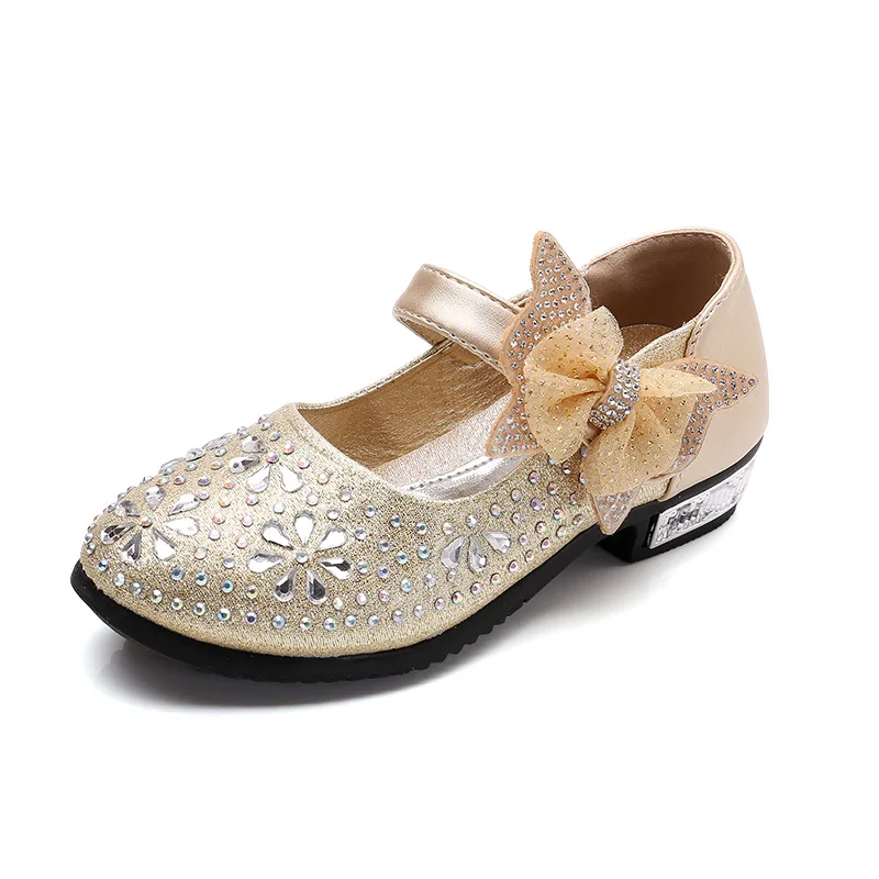 

Children Girls Shoes Spring/Autumn Kids Baby Leather Performance Sneakers Girls Princess Shoes With Bow Heel Single Shoes