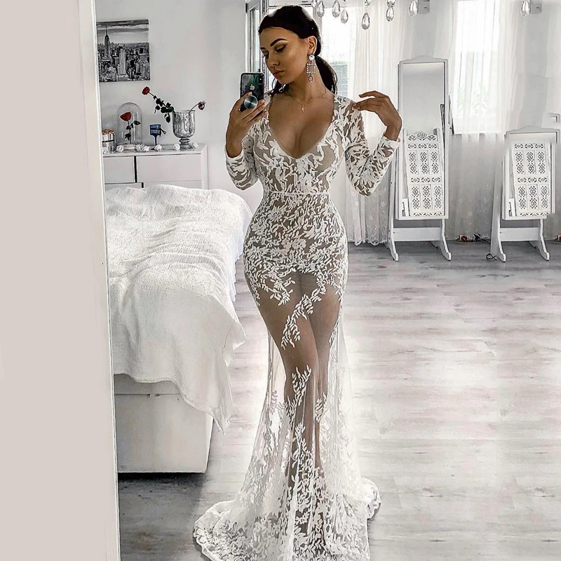 Женское кружевное платье в пол INDRESSME элегантное однотонное Плиссированное