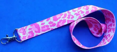 Pink 1 шт розовый/красный леопард ремешок для ключей Cheetah удостоверение личности Держатели для животных телефон шейные платки с брелок 1 дюймов широкий - Цвет: Pink