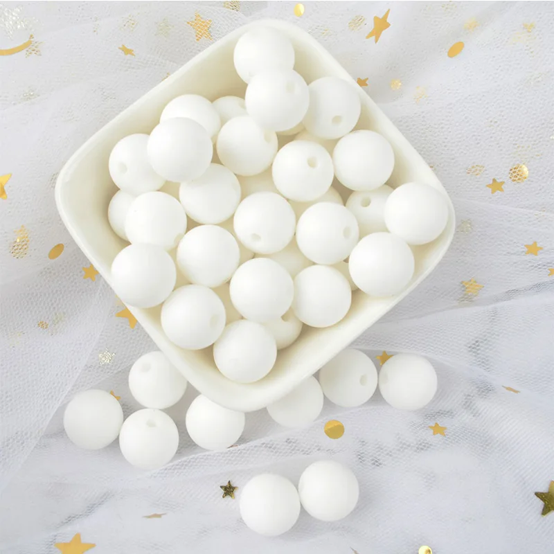 snow LOFCA 30 шт. Силиконовые 12 мм бисер ребенок прорезывание зубов игрушка BPA бесплатно пищевого качества Детские Прорезыватели круглые свободные бусины DIY Уход ювелирные изделия ожерелье - Цвет: snow