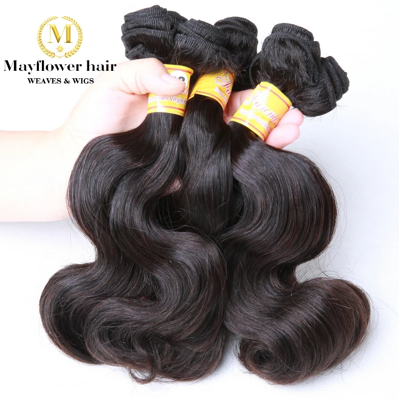 Mayflower Double drawn Funmi hair body wave 1/2/3/4 bundles from 10-18  mixed length Remy human hair natural color can be dye