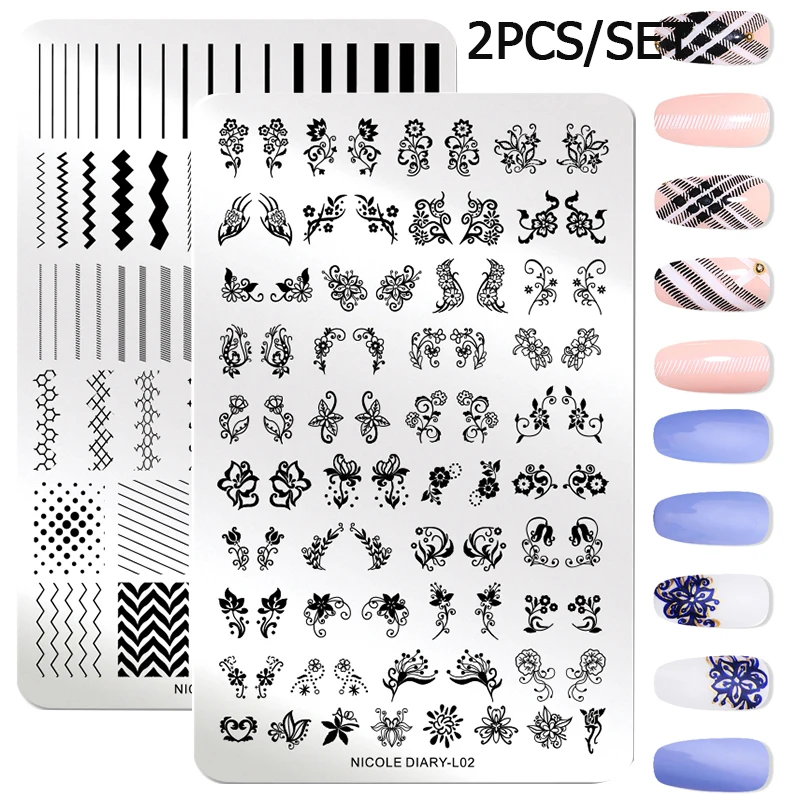 set 33 NICOLE дневник ногтей штамповки пластины набор мраморные Геометрические Цветочные изображения дизайн штамп Шаблоны Печать Искусство Инструменты для трафаретов комплект - Цвет: set 33