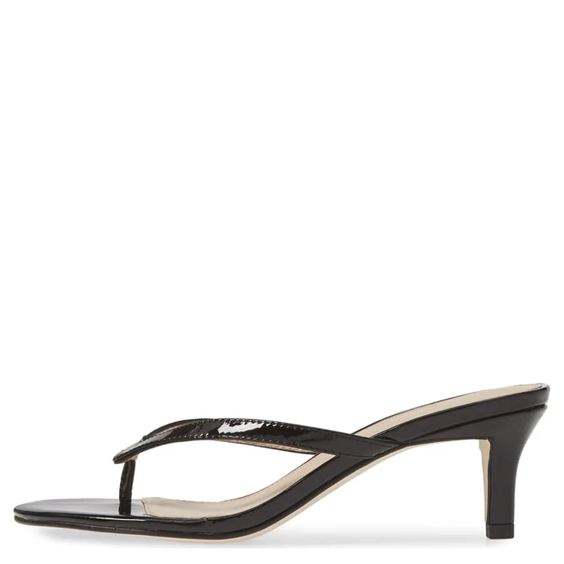 Черные босоножки Женские вьетнамки на каблуке рюмочка Большие размеры 33 39