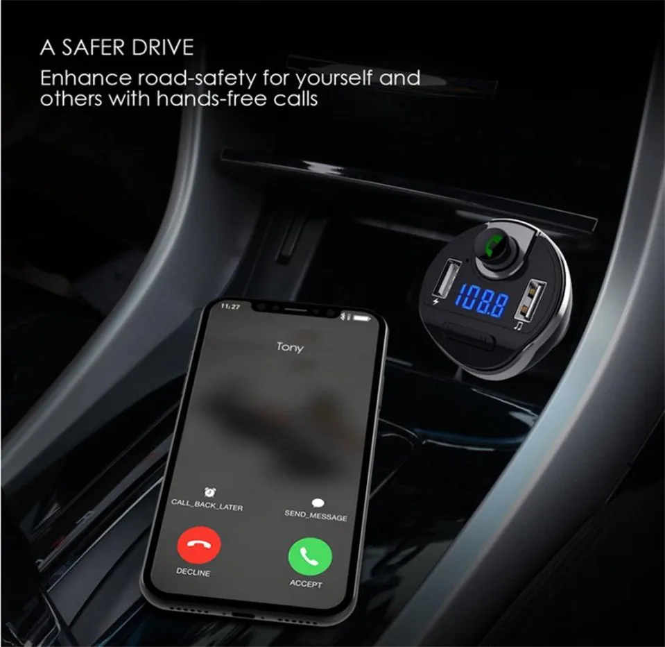 100% Новый Bluetooth Автомобильный fm передатчик Беспроводной радио адаптер MP3 плеер
