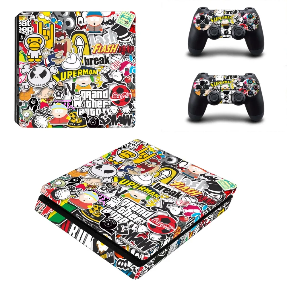 Однотонная черно белая наклейка на PS4 Slim с индивидуальным дизайном Виниловая для