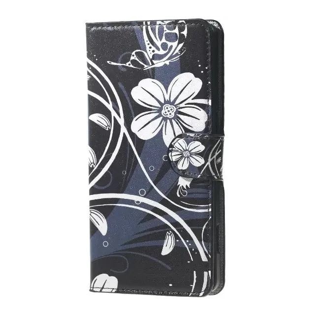 Белый Цветок Флип PU Кожаный Бумажник Крышка Случая Стойки Для Samsung Galaxy J3|wallet