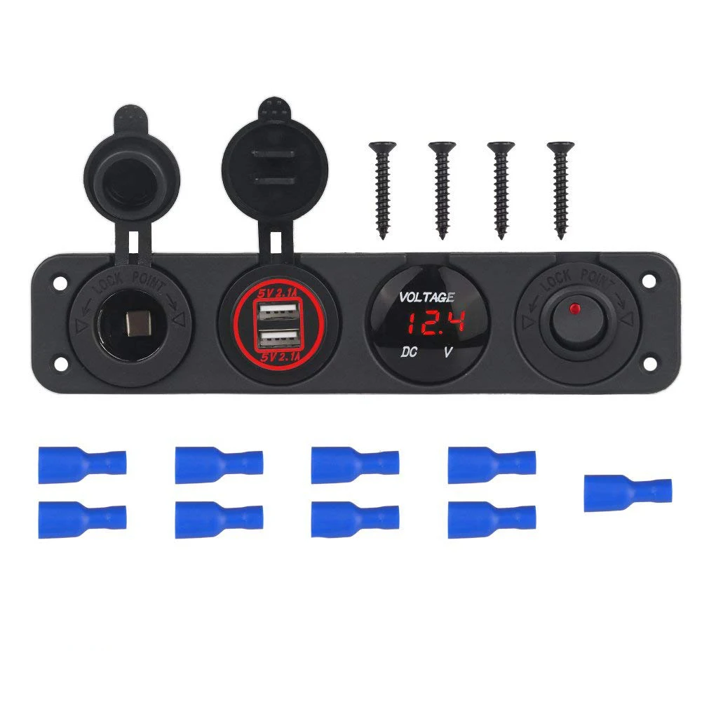 DIY 4 отверстия панель 4.2A двойное зарядное устройство usb прикуриватель кулисный