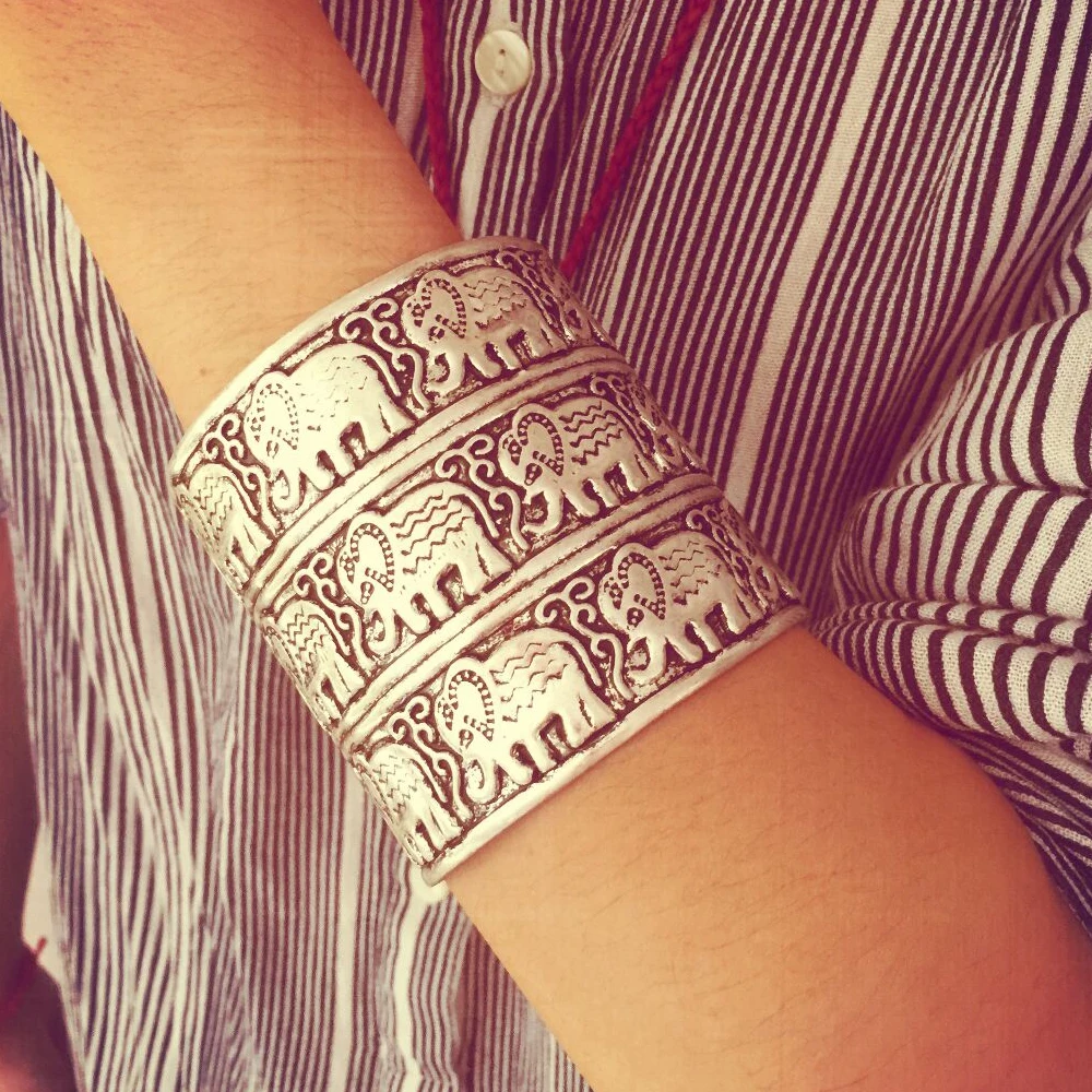 Египетский Африканский винтажный посеребренный рельефный слон OM большой