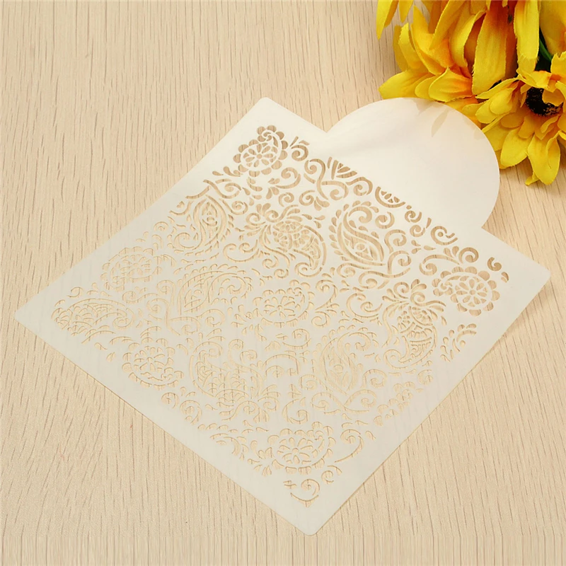 Aomily Paisley Flower Wedding Cake Stencil Plastic Cookie Mold Fondant Tool Decoration for | Дом и сад