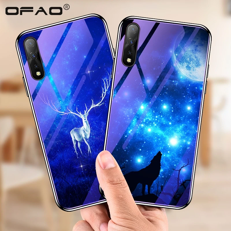 For Vivo IQOO Neo Glass Case Blue Light Printing Luxury Hybrid Cover IQ00 Iqoo V1914A Cases Shell Bag Fundas Capa Coque | Мобильные