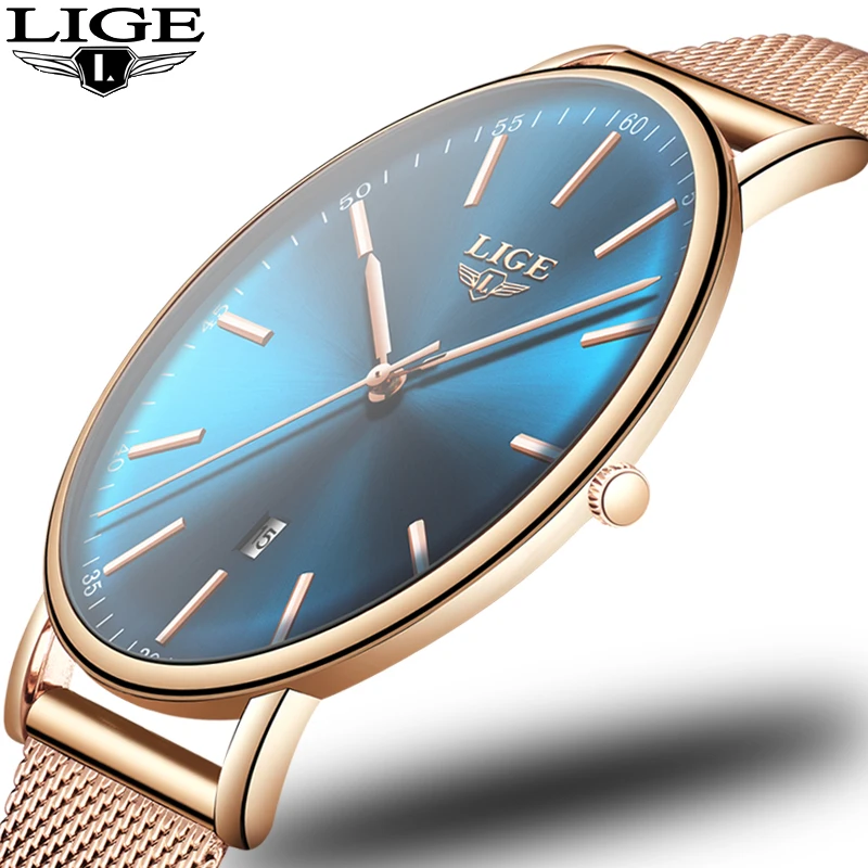 

2019 LIGE New Rose Gold Women Watch Business Quartz Watch Ladies Top Brand Luxury Female Wrist Watch Girl Clock Relogio Feminin